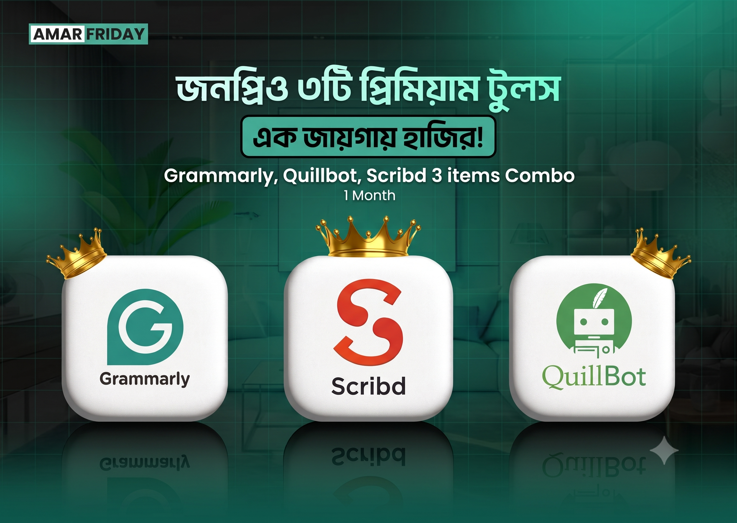 Quillbot+Scribd 3 items Combo1 Month Gam_marly+Quillbot+Scribd 3 items Combo1 Month - Image 1